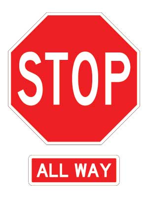  All Way Stop Sign R1-1 and-R1-3P