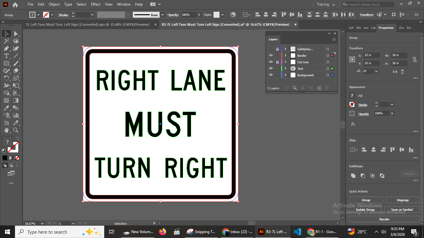  R3-7R - Right Lane Must Turn Right Sign Illustrator Working File Screenshot