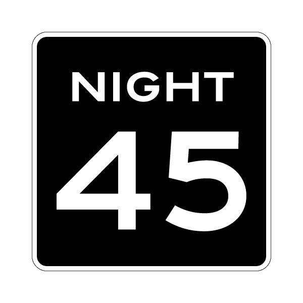 R2-3 Night Speed Limit 45 regulatory road sign preview