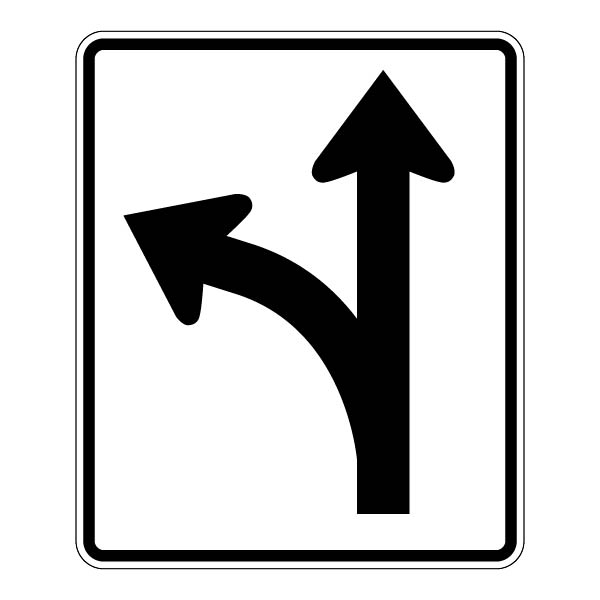 R3-6L Left Turn and Straight Lane Sign - MUTCD Regulatory Traffic Sign 30x36 inch