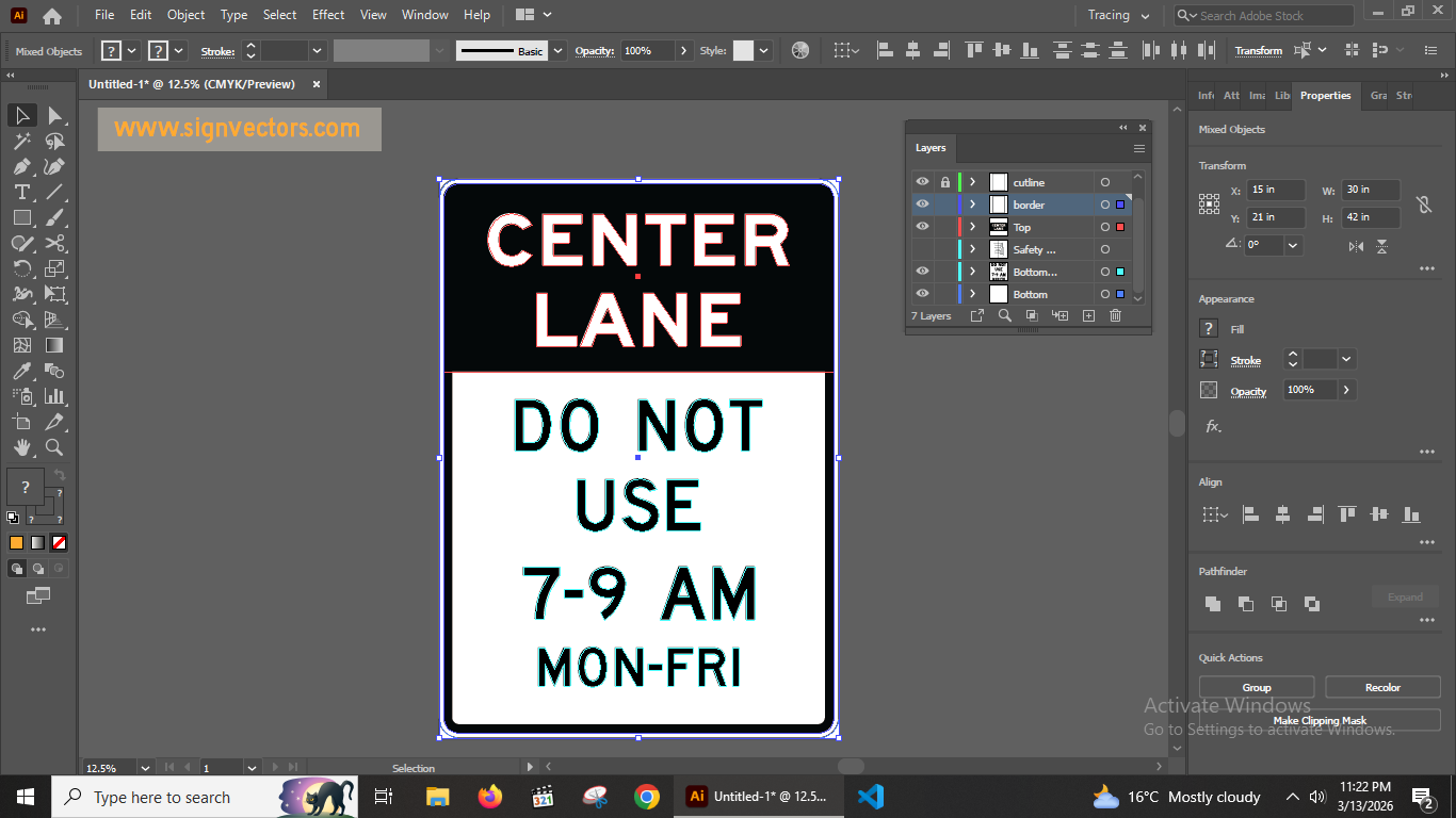 R3-9f Reversible Lane Control Sign - 30 x 42 inch MUTCD Vector