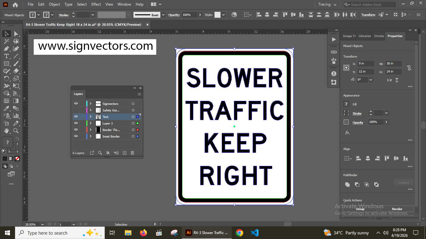 Slower Traffic Keep Right Sign R4-3 MUTCD Vector Preview showing official layout