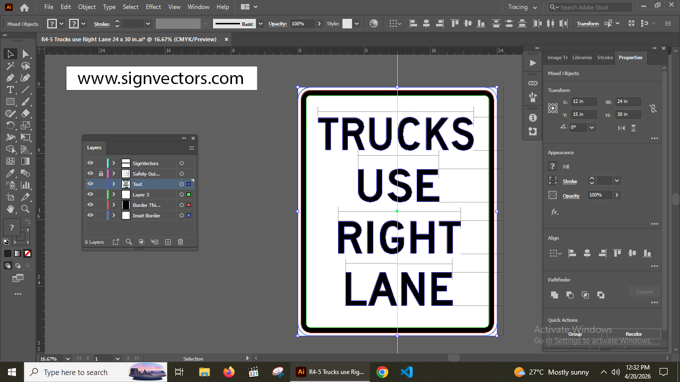 Trucks Use Right Lane Sign R4-5 MUTCD Vector Preview showing official layout