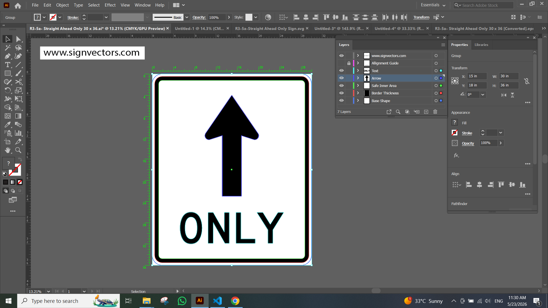 Adobe Illustrator preview of R3-5a traffic sign vector
